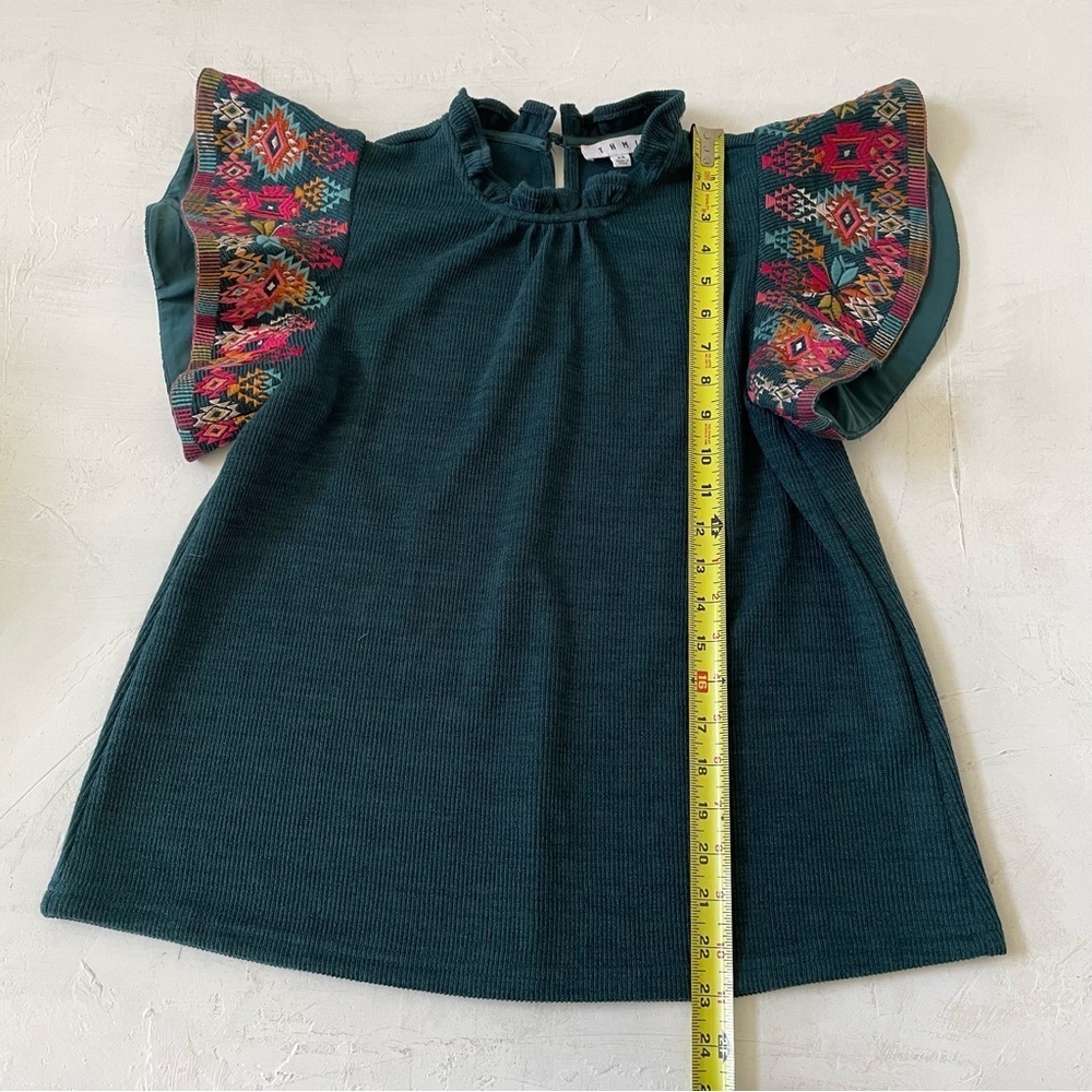 THML It's All You Teal Blue Embroidered Blouse Size XS - Picture 7 of 9